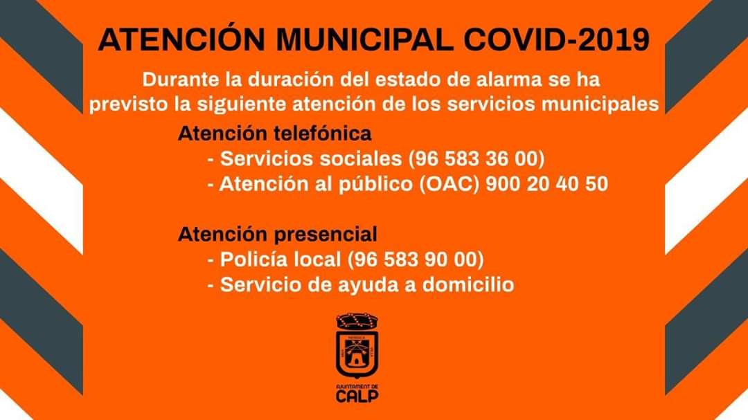 INFORMACIÓN IMPORTANTE COVID-19 AYUNTAMIENTO DE CALPE