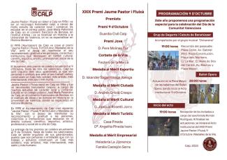 XXIX Premi Jaume Pastor i Fluixà i Medalles de la Vila