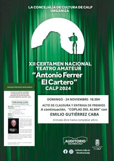 Acto de clausura y entrega de premios + espectáculo "Coplas del Alma", con Emilio Gutiérrez Caba