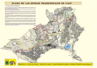 Plattegrond van de traditionele paden van Calp (Spaans)