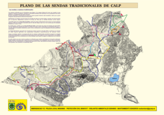 Plano de las sendas tradicionales de Calp