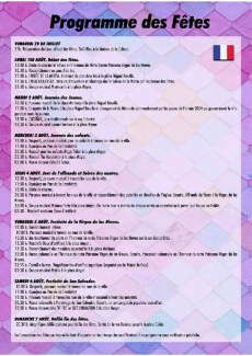 Programme des Fêtes Patronales